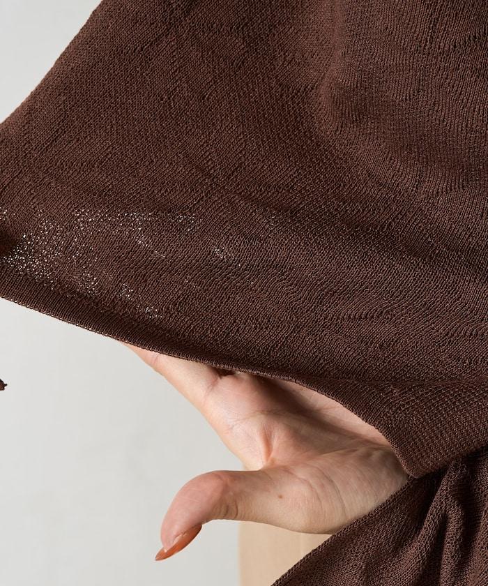 麻觸感 花朵提花開衫