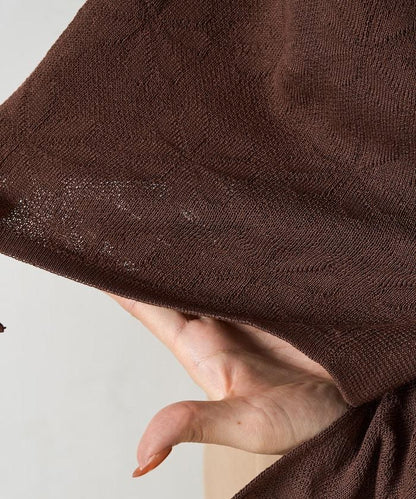 麻觸感 花朵提花開衫