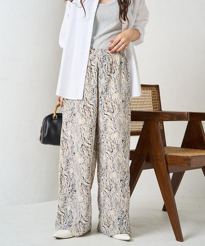 波紋圖案休閒褲