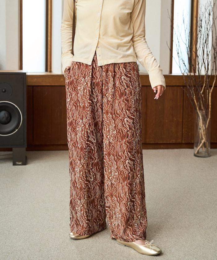 波紋圖案休閒褲