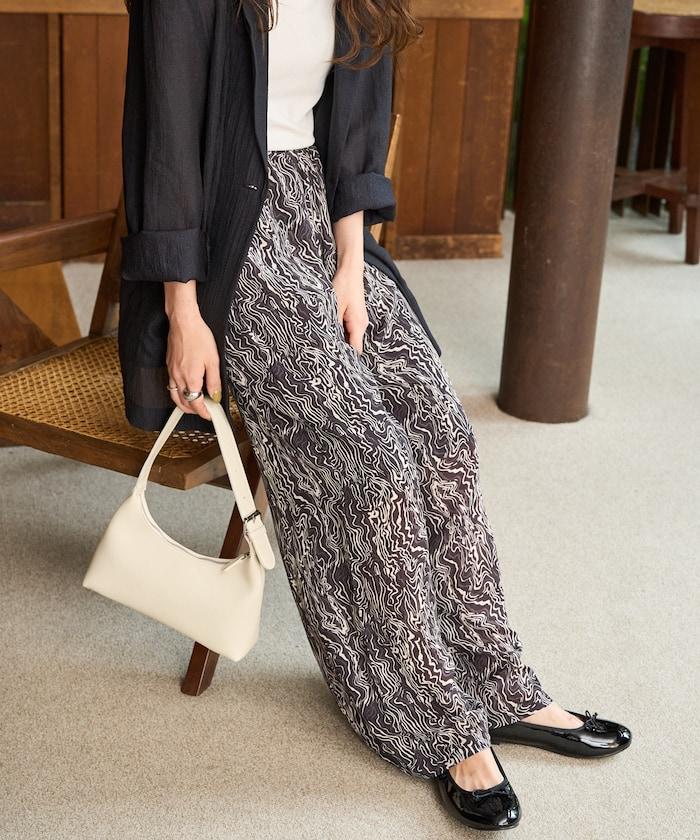 波紋圖案休閒褲