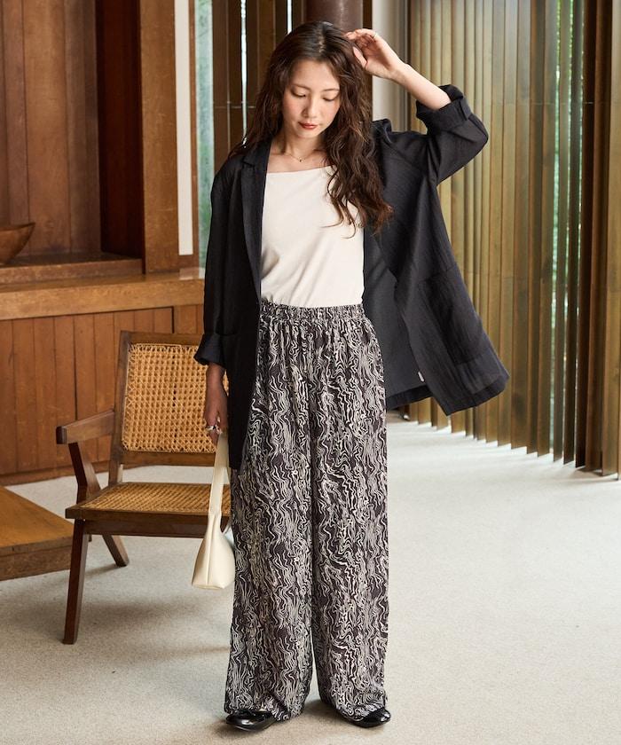 波紋圖案休閒褲