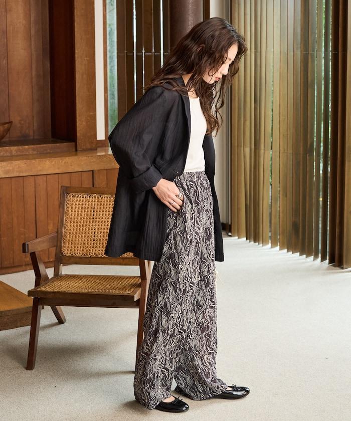 波紋圖案休閒褲