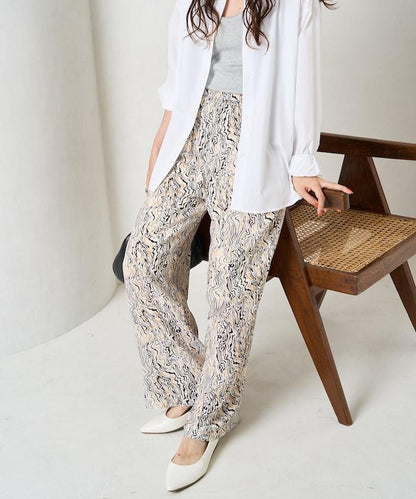 波紋圖案休閒褲