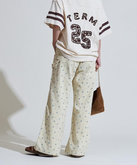 鄉村風格燈花圖案絨布褲子<可搭配套裝>