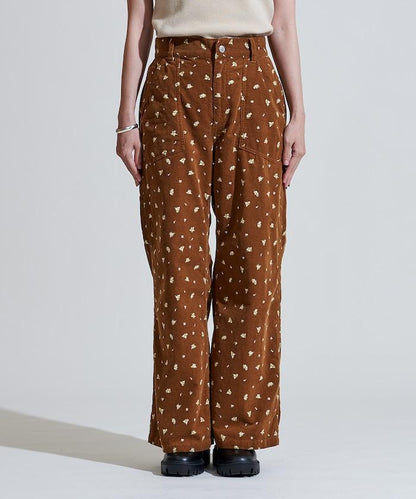 鄉村風格燈花圖案絨布褲子＜可搭配套裝＞