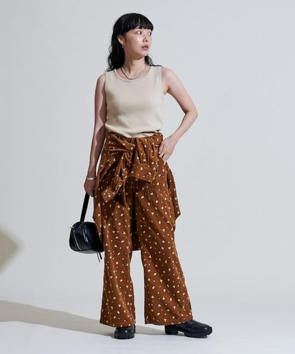 鄉村風格燈花圖案絨布褲子＜可搭配套裝＞