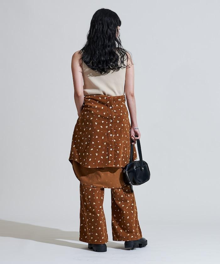 鄉村風格燈花圖案絨布褲子＜可搭配套裝＞