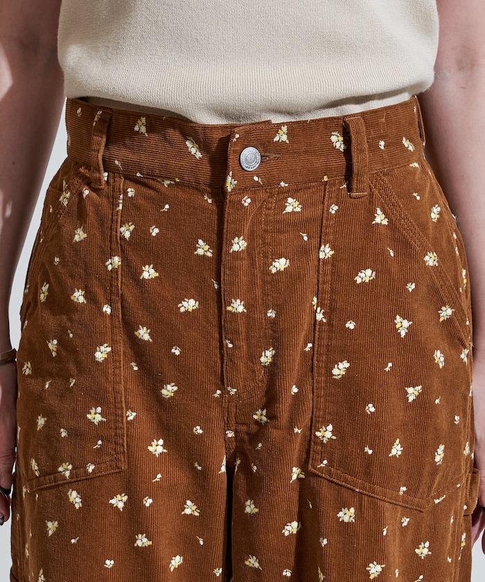 鄉村風格燈花圖案絨布褲子＜可搭配套裝＞