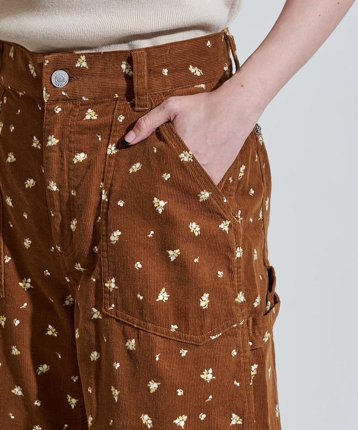 鄉村風格燈花圖案絨布褲子＜可搭配套裝＞