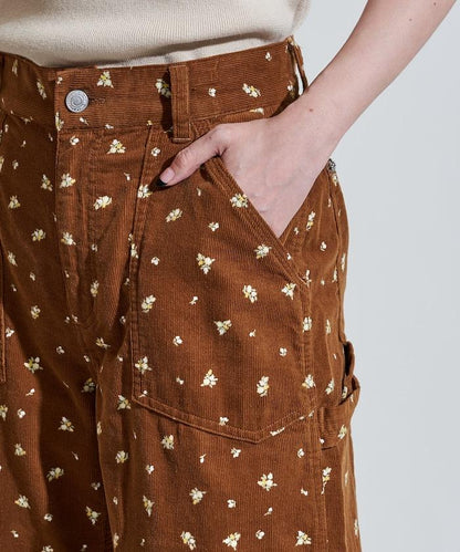 鄉村風格燈花圖案絨布褲子＜可搭配套裝＞