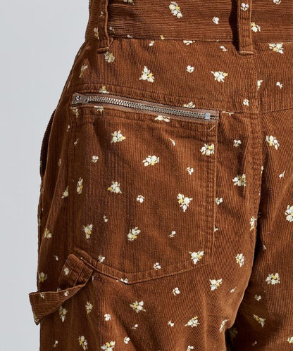 鄉村風格燈花圖案絨布褲子＜可搭配套裝＞