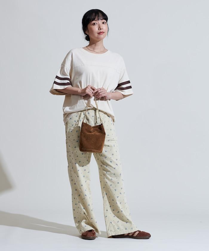 鄉村風格燈花圖案絨布褲子＜可搭配套裝＞