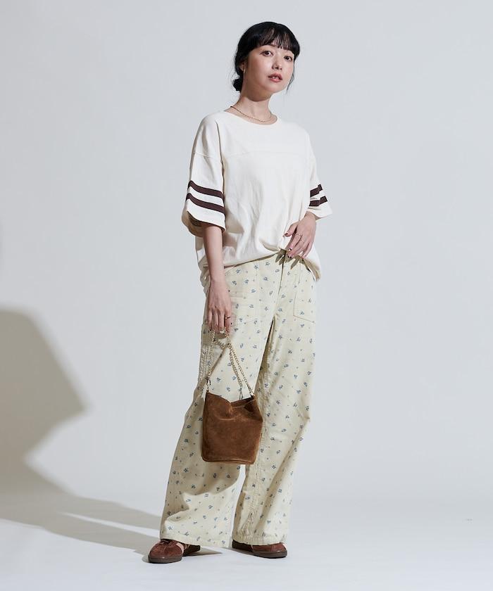 鄉村風格燈花圖案絨布褲子＜可搭配套裝＞