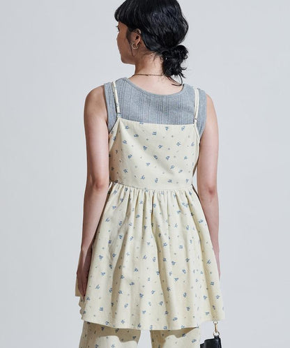 鄉村風格燈花圖案絨布褲子＜可搭配套裝＞