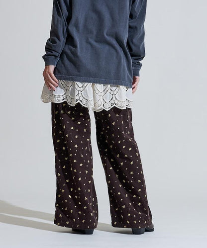鄉村風格燈花圖案絨布褲子＜可搭配套裝＞