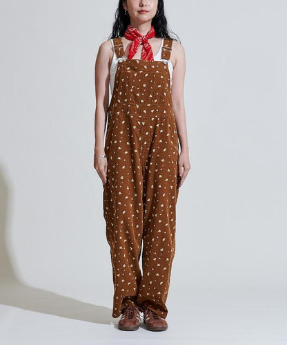 鄉村花卉 燈芯絨工裝連體褲＜可搭配套裝＞