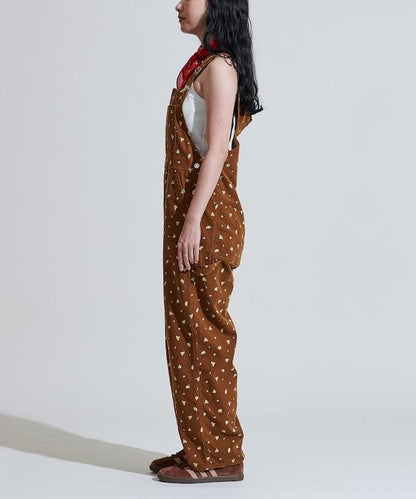 鄉村花卉 燈芯絨工裝連體褲＜可搭配套裝＞