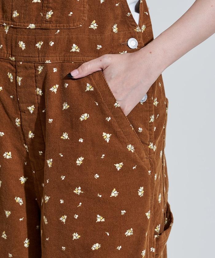 鄉村花卉 燈芯絨工裝連體褲＜可搭配套裝＞