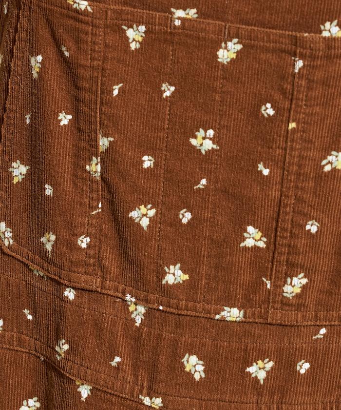 鄉村花卉 燈芯絨工裝連體褲＜可搭配套裝＞