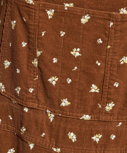 鄉村花卉 燈芯絨工裝連體褲＜可搭配套裝＞