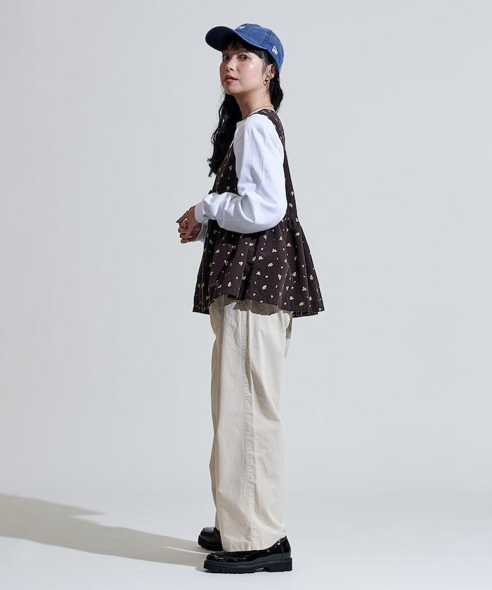 鄉村風格燈花圖案絨面馬甲＜可搭配套裝＞