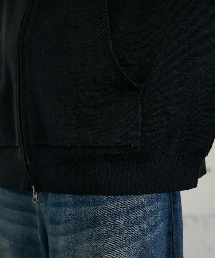 針織全拉鍊帽衫