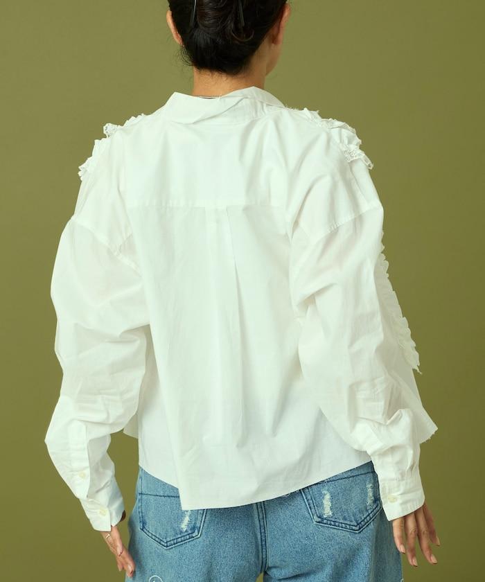 前擺褶邊蕾絲襯衫