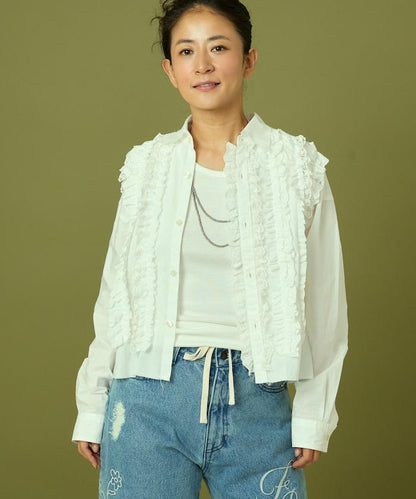 前擺褶邊蕾絲襯衫