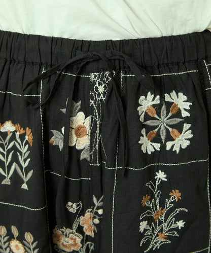 拼接花卉刺繡褲