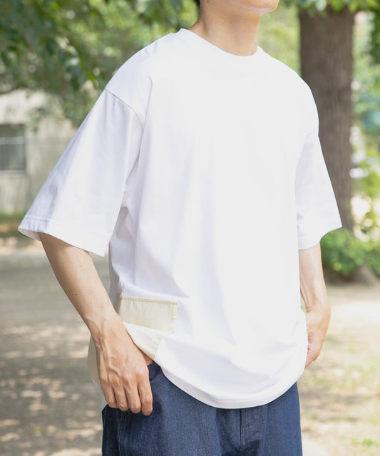 側袋拼接圓領T恤