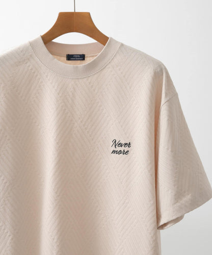 單點刺繡人字紋提花T恤