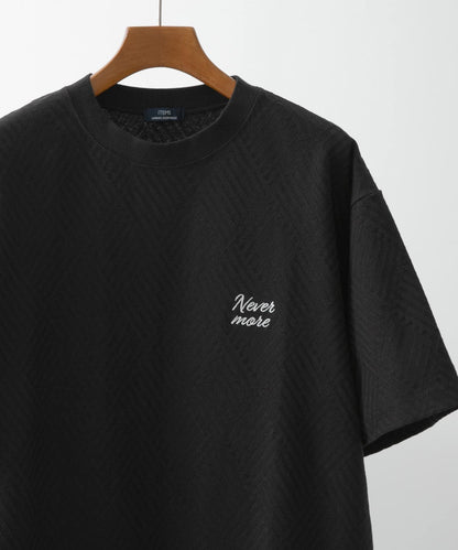 單點刺繡人字紋提花T恤