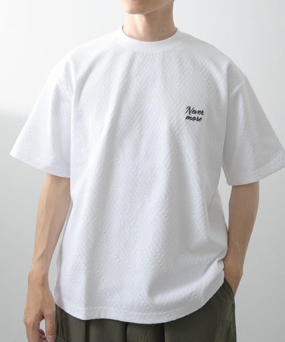 單點刺繡人字紋提花T恤