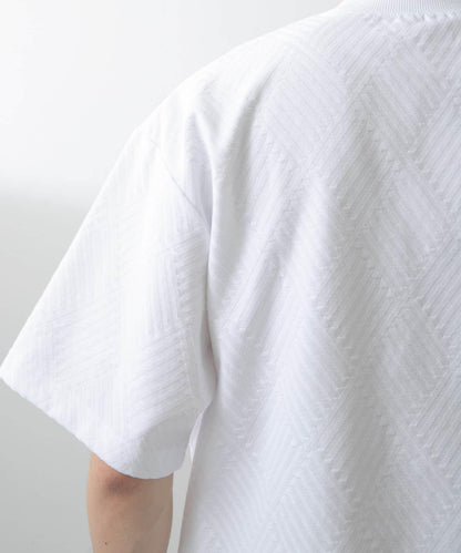 單點刺繡人字紋提花T恤