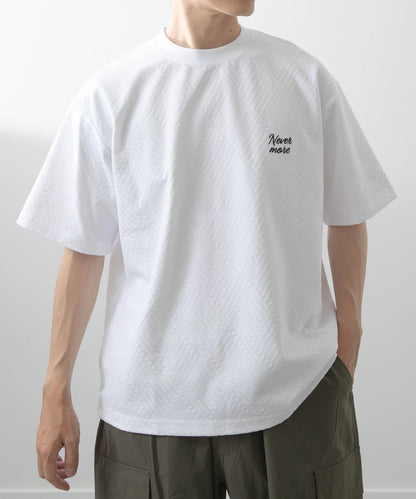 單點刺繡人字紋提花T恤