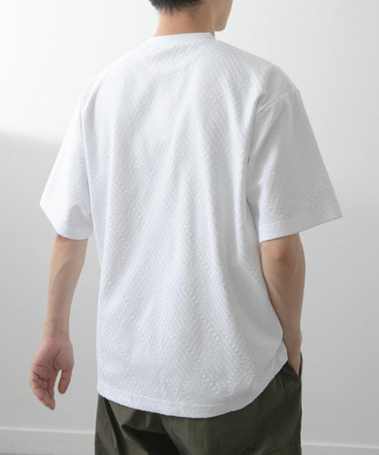 單點刺繡人字紋提花T恤