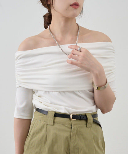 SHENERY 露肩不對稱設計 套頭上衣