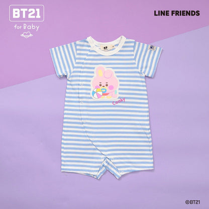 【《BT21》】貼布繡條紋短款連體衣