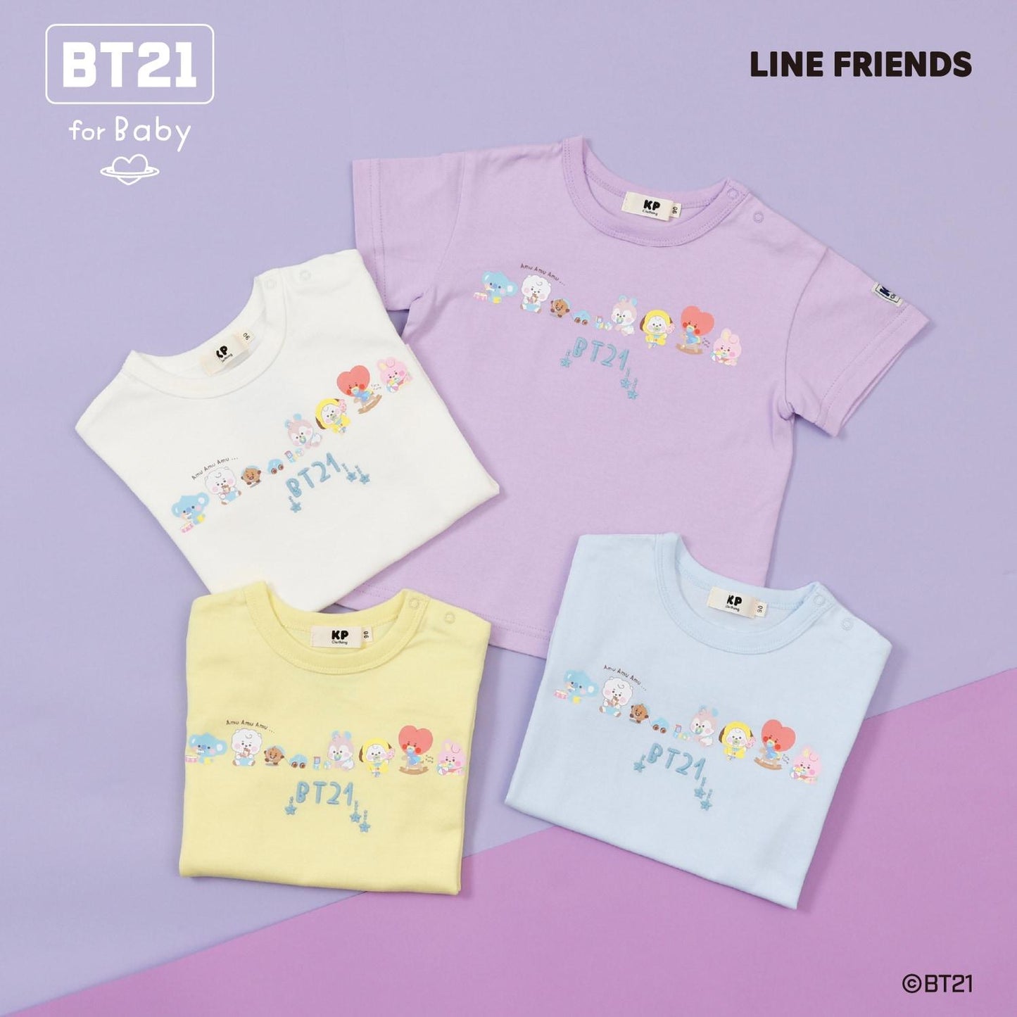 【《BT21》】印花與刺繡短袖T恤（嬰兒款）