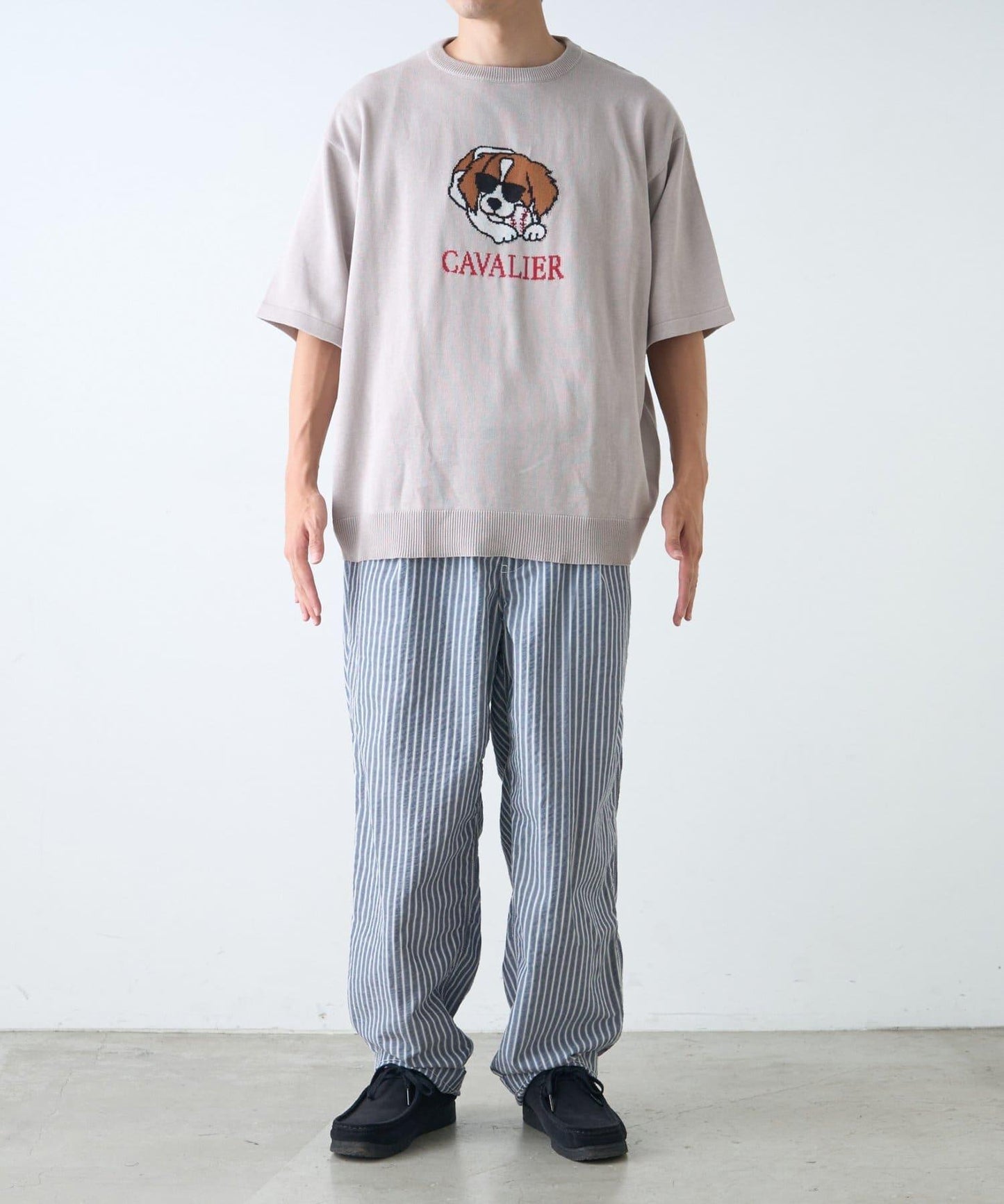 【男女通用】動物紋狗夏季針織半袖T恤