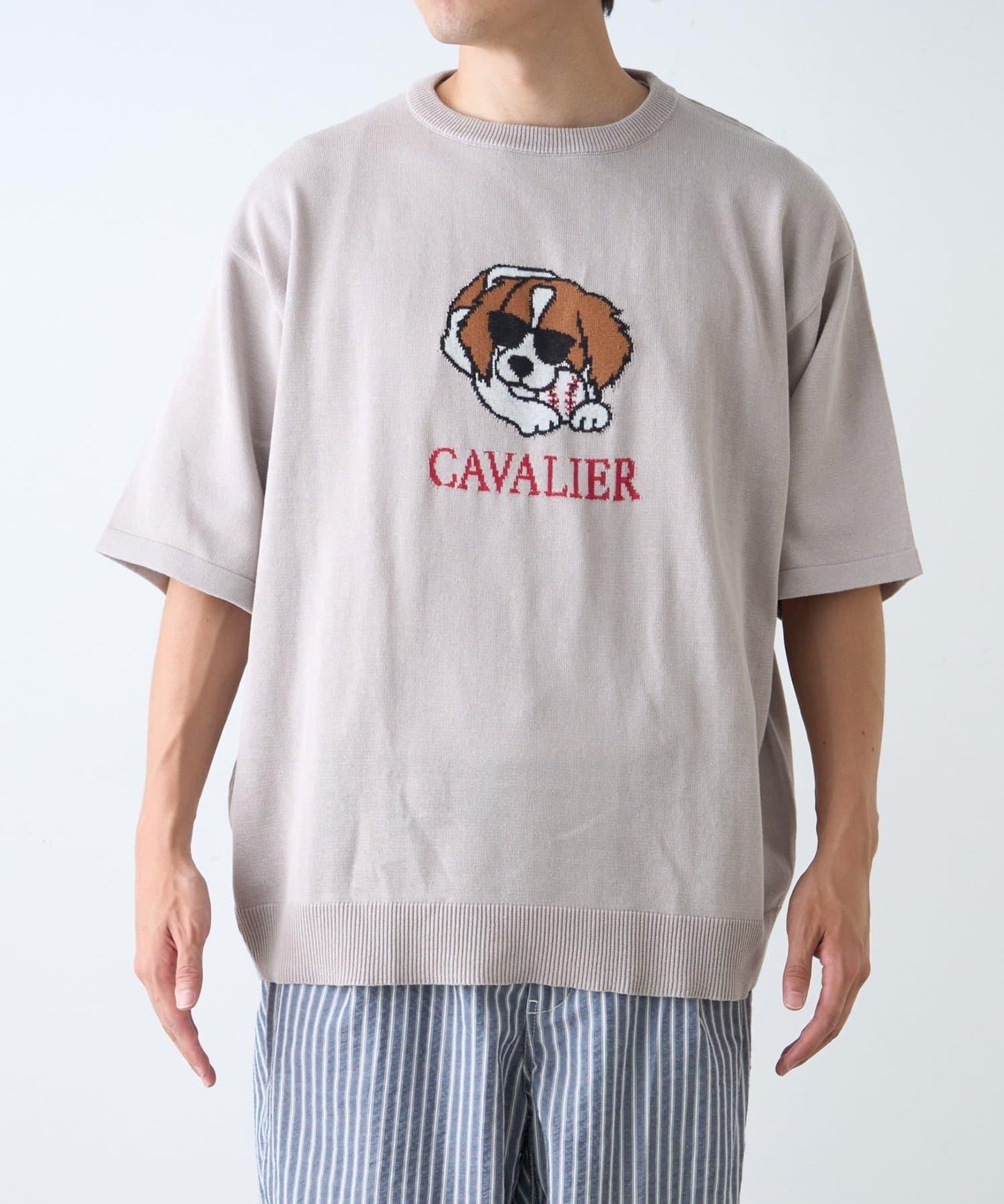 【男女通用】動物紋狗夏季針織半袖T恤