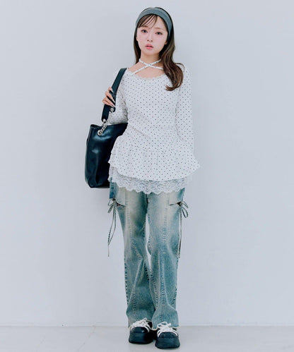 下襬蕾絲吊帶上衣