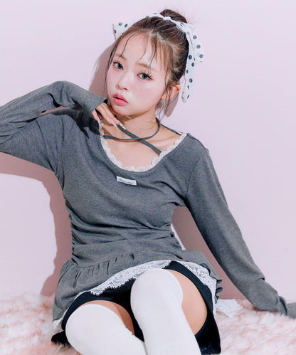 下襬蕾絲吊帶上衣