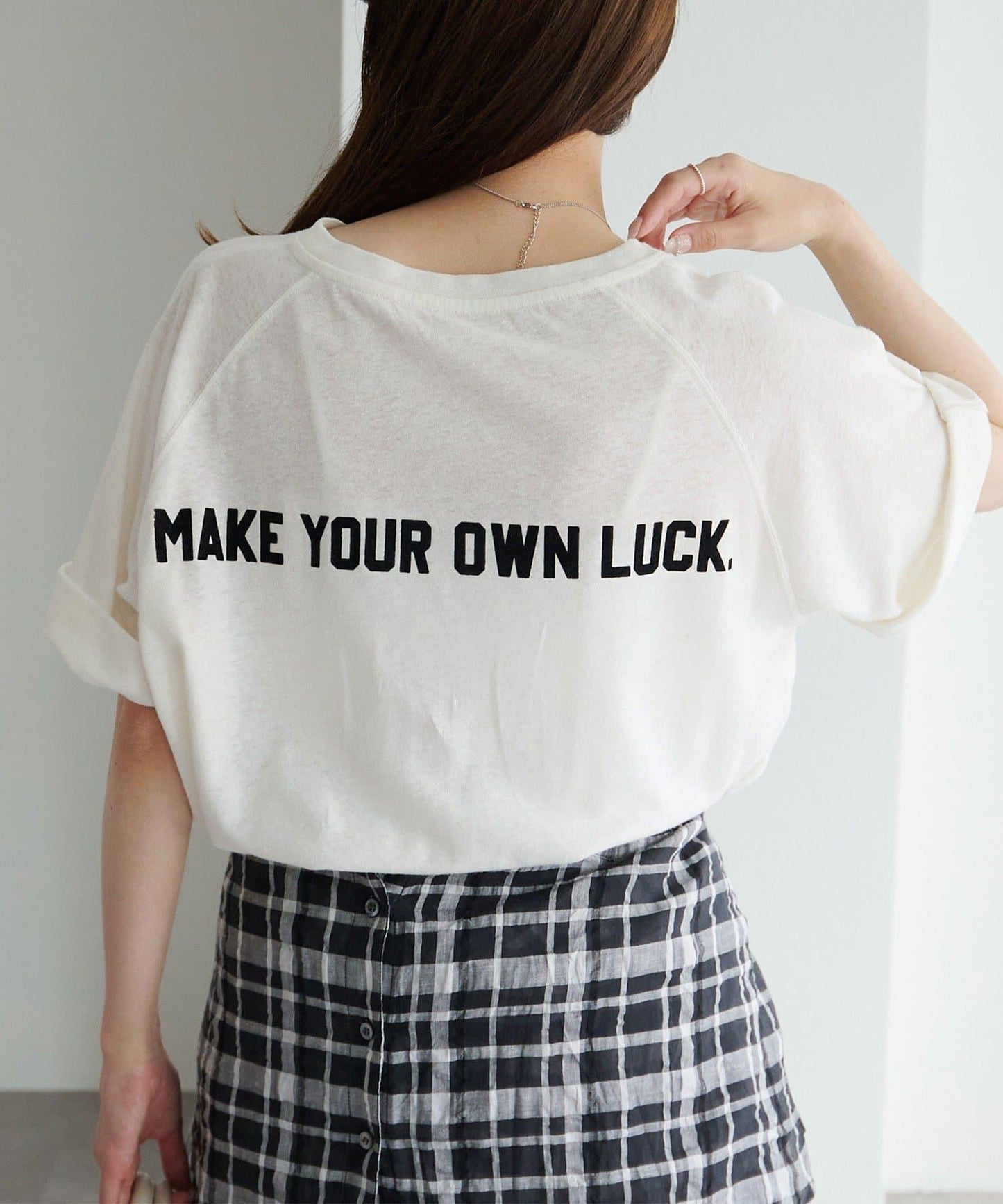 Logo刺繡×絨布印花亞麻混棉T恤