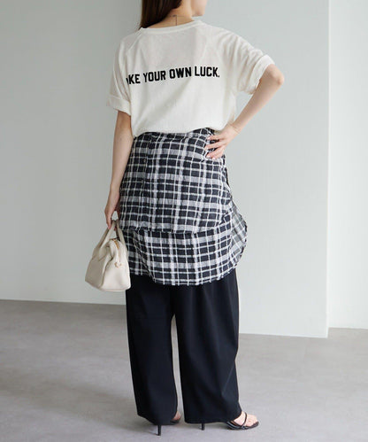 Logo刺繡×絨布印花亞麻混棉T恤