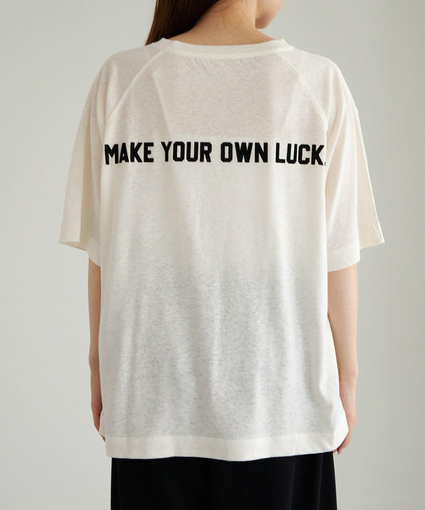 Logo刺繡×絨布印花亞麻混棉T恤