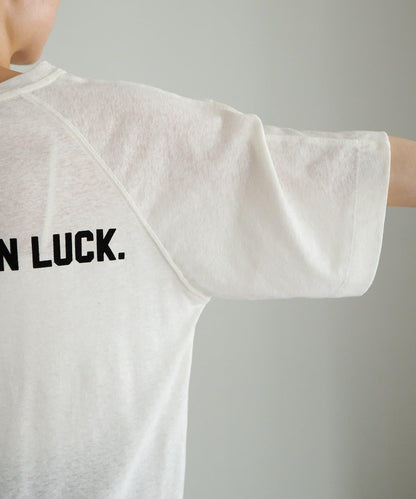 Logo刺繡×絨布印花亞麻混棉T恤