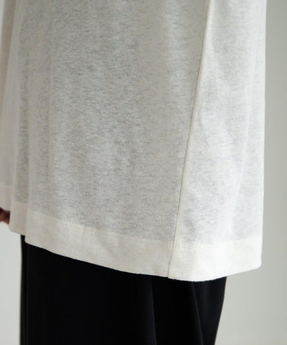 Logo刺繡×絨布印花亞麻混棉T恤