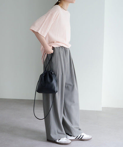 Logo刺繡×絨布印花亞麻混棉T恤